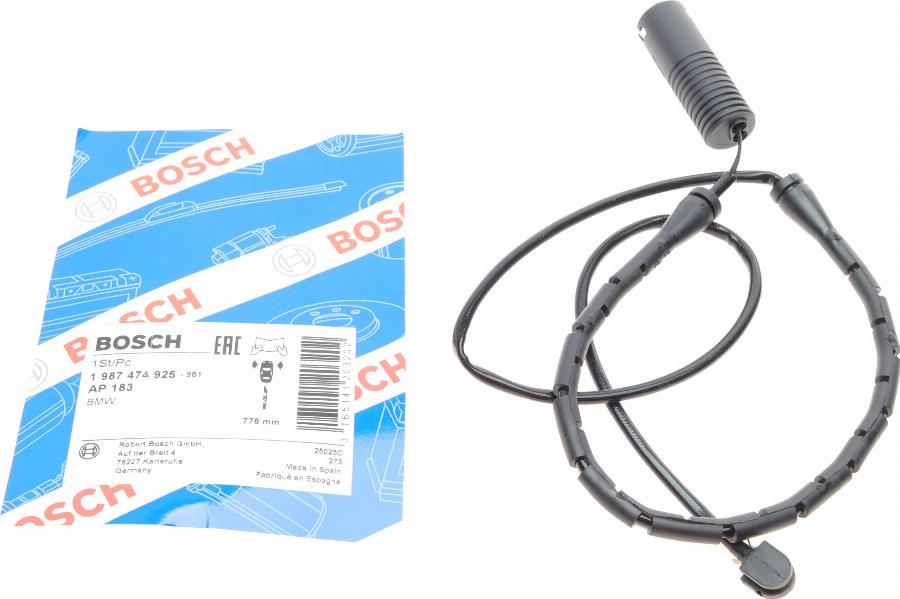 BOSCH 1 987 474 925 - Сигнализатор, износ тормозных колодок parts5.com