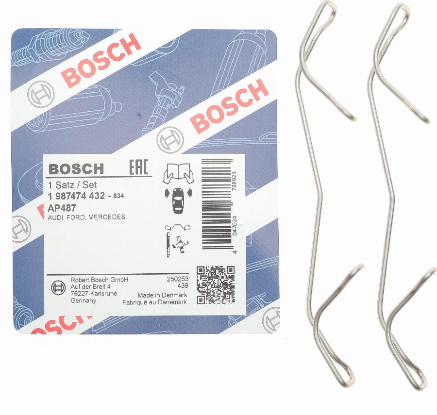 BOSCH 1 987 474 432 - Комплектующие для колодок дискового тормоза parts5.com