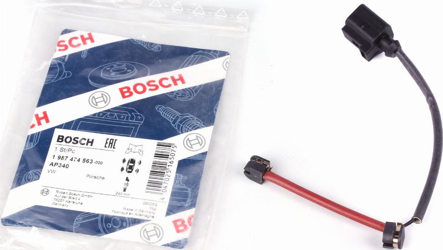 BOSCH 1 987 474 563 - Сигнализатор, износ тормозных колодок parts5.com