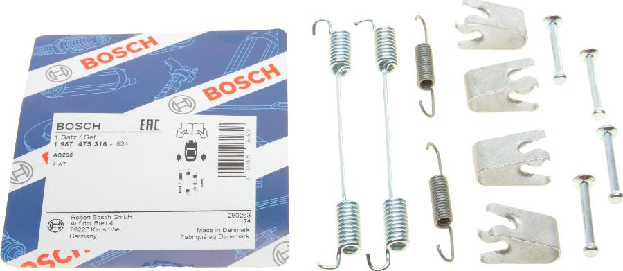 BOSCH 1 987 475 316 - Комплектующие, барабанный тормозной механизм parts5.com