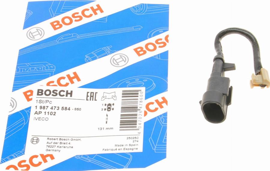 BOSCH 1 987 473 584 - Сигнализатор, износ тормозных колодок parts5.com