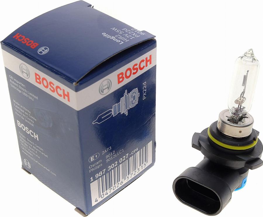 BOSCH 1 987 302 027 - Лампа накаливания, фара дальнего света parts5.com