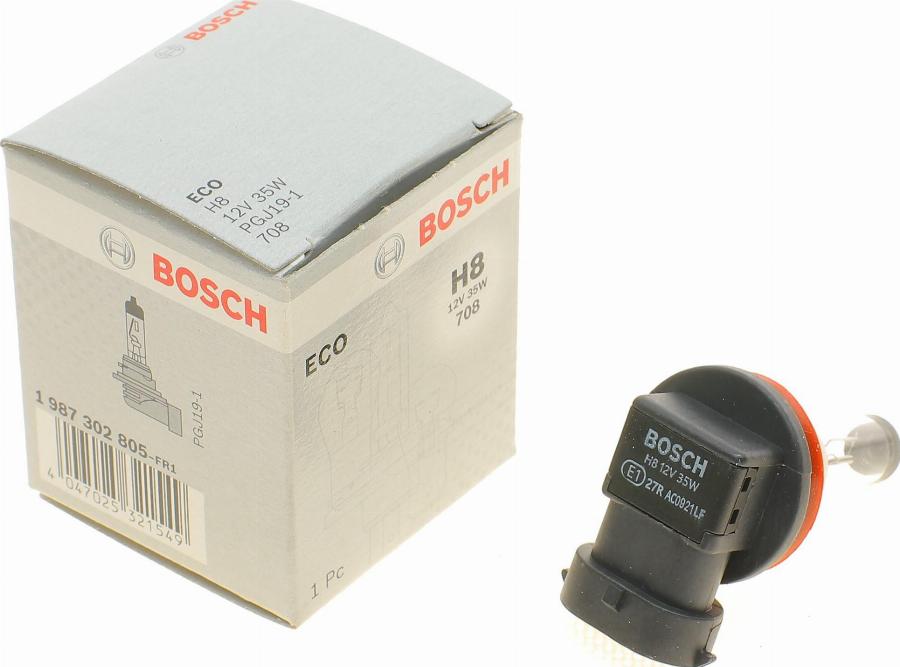 BOSCH 1 987 302 805 - Лампа накаливания, фара дальнего света parts5.com