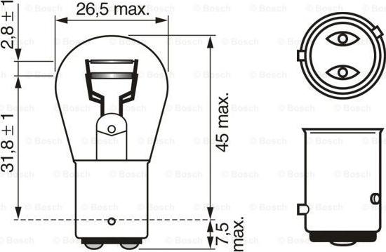 BOSCH 1 987 302 813 - Лампа накаливания, фонарь сигнала тормоза parts5.com