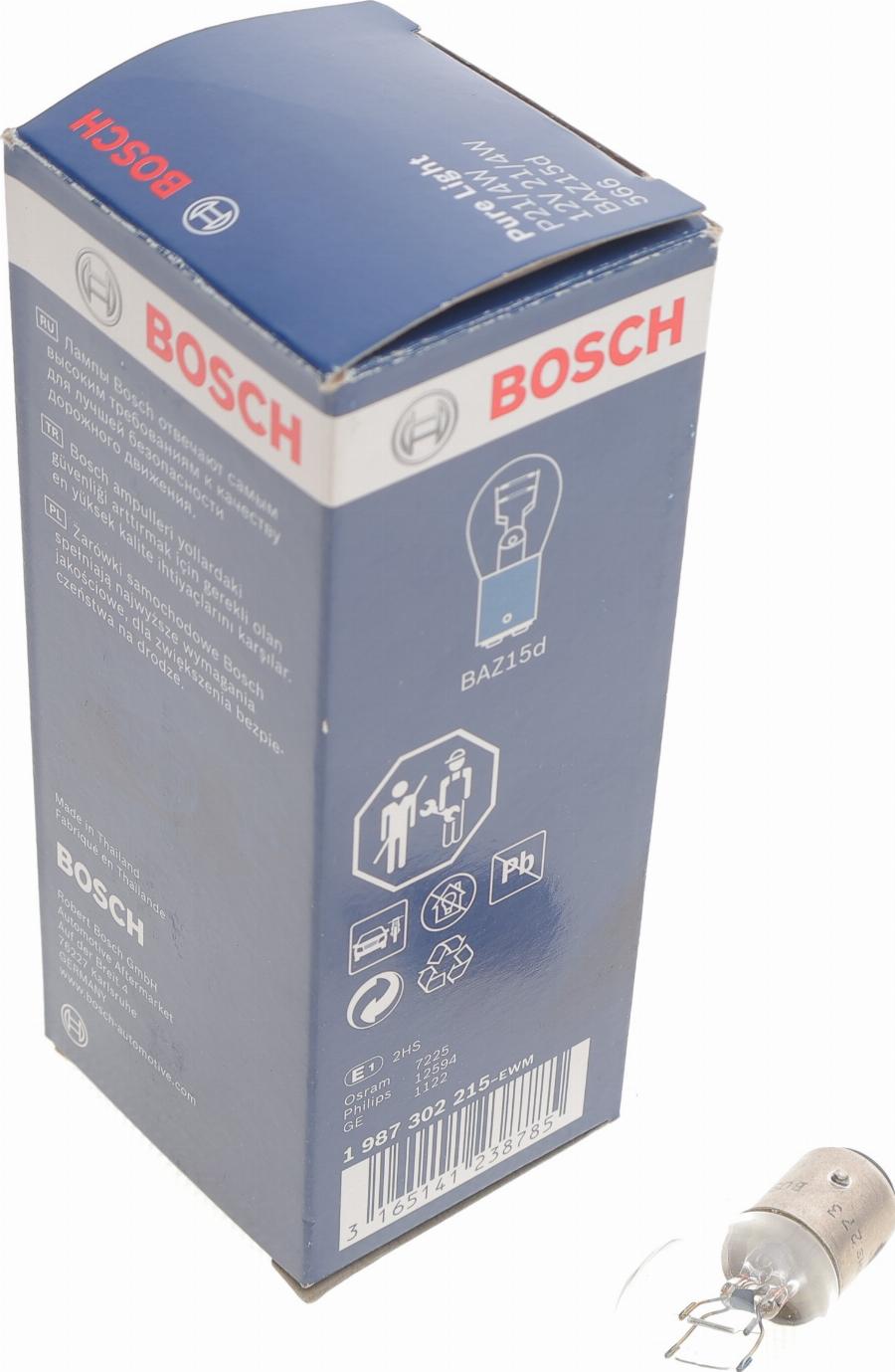 BOSCH 1 987 302 215 - Лампа накаливания, фонарь сигнала тормоза parts5.com