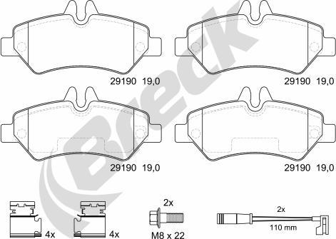 Breck 29190 00 703 10 - Тормозные колодки, дисковые, комплект parts5.com