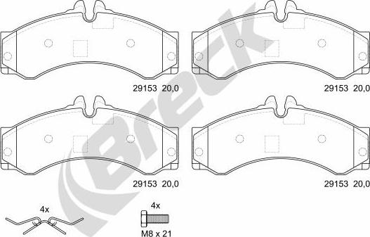 Breck 29153 00 703 00 - Тормозные колодки, дисковые, комплект parts5.com