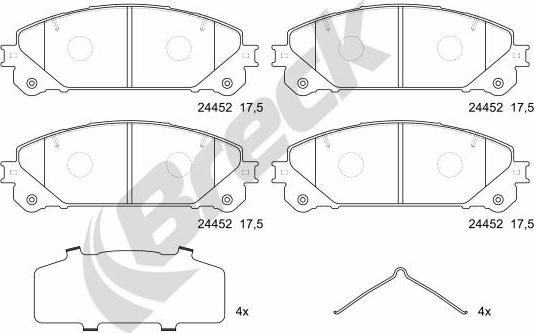 Breck 24452 00 551 00 - Тормозные колодки, дисковые, комплект parts5.com