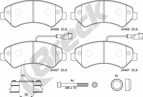 Breck 24467 00 653 20 - Тормозные колодки, дисковые, комплект parts5.com