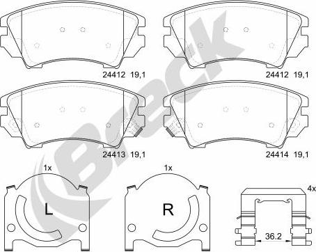 Breck 24412 00 701 10 - Тормозные колодки, дисковые, комплект parts5.com