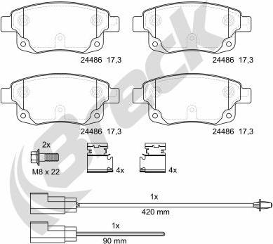 Breck 24486 00 702 10 - Тормозные колодки, дисковые, комплект parts5.com