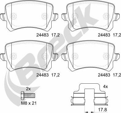 Breck 24483 00 704 10 - Тормозные колодки, дисковые, комплект parts5.com