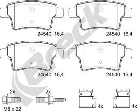 Breck 24540 00 704 00 - Тормозные колодки, дисковые, комплект parts5.com