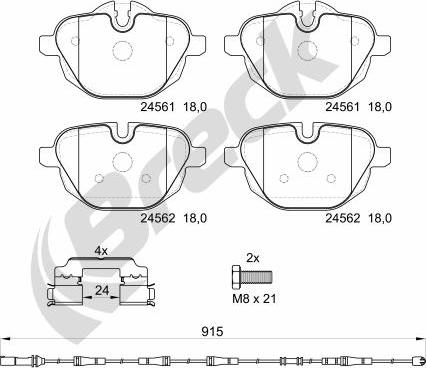 Breck 24561 00 552 00 - Тормозные колодки, дисковые, комплект parts5.com