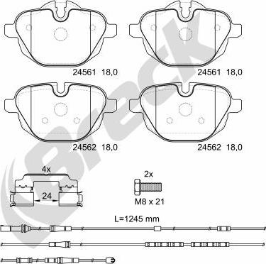 Breck 24561 00 552 10 - Тормозные колодки, дисковые, комплект parts5.com