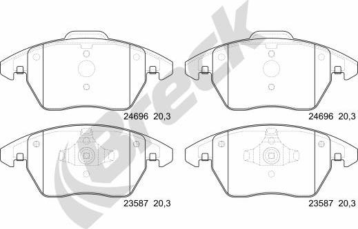 Breck 24696 00 701 00 - Тормозные колодки, дисковые, комплект parts5.com