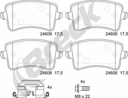 Breck 24606 00 554 10 - Тормозные колодки, дисковые, комплект parts5.com