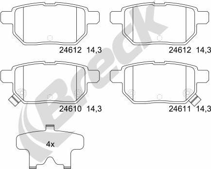 Breck 24610 00 704 10 - Тормозные колодки, дисковые, комплект parts5.com