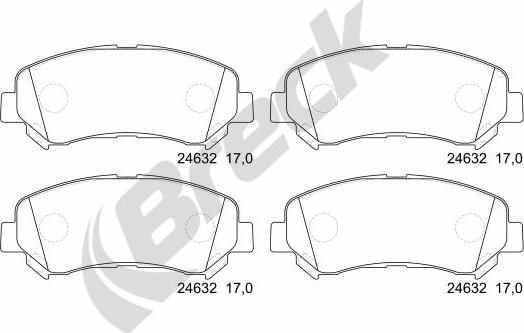 Breck 24632 00 701 00 - Тормозные колодки, дисковые, комплект parts5.com