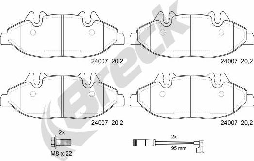 Breck 24007 00 703 00 - Тормозные колодки, дисковые, комплект parts5.com