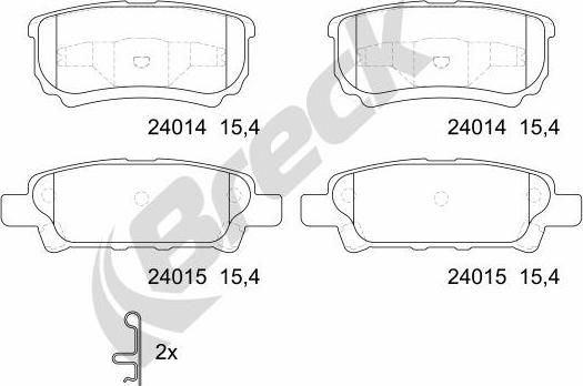 Breck 24014 00 702 10 - Тормозные колодки, дисковые, комплект parts5.com