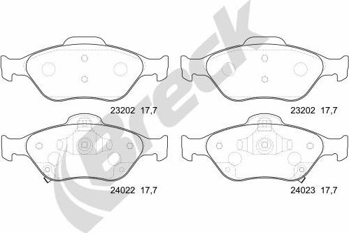 Breck 24022 00 702 10 - Тормозные колодки, дисковые, комплект parts5.com