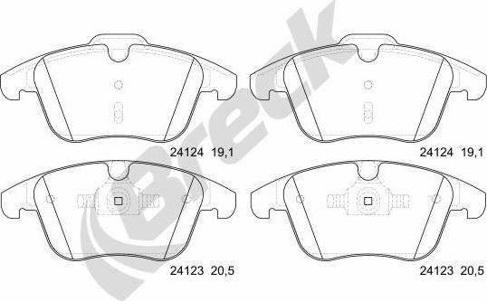 Breck 24123 00 701 00 - Тормозные колодки, дисковые, комплект parts5.com