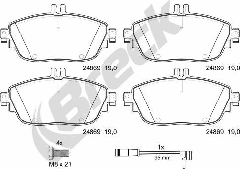 Breck 24869 00 701 00 - Тормозные колодки, дисковые, комплект parts5.com