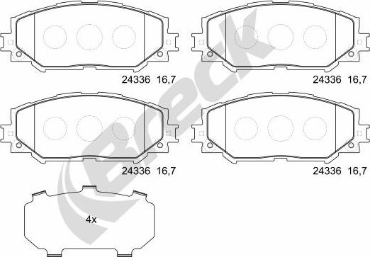 Breck 24336 00 701 00 - Тормозные колодки, дисковые, комплект parts5.com