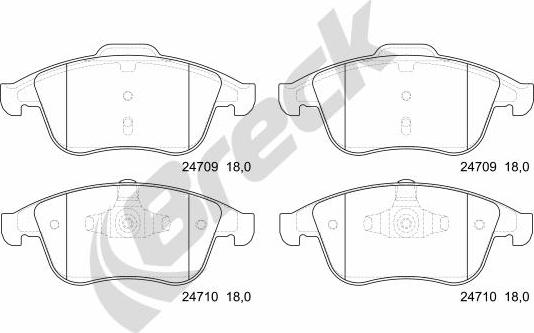 Breck 24709 00 701 00 - Тормозные колодки, дисковые, комплект parts5.com