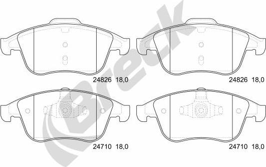 Breck 24710 00 701 00 - Тормозные колодки, дисковые, комплект parts5.com