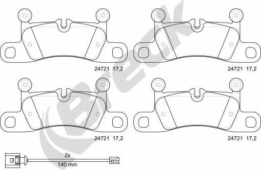 Breck 24721 00 553 00 - Тормозные колодки, дисковые, комплект parts5.com