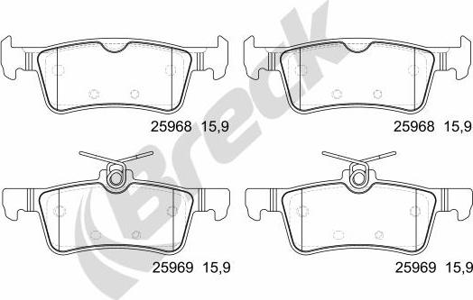 Breck 25968 00 704 00 - Тормозные колодки, дисковые, комплект parts5.com