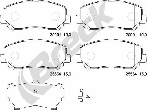 Breck 25564 00 701 00 - Тормозные колодки, дисковые, комплект parts5.com