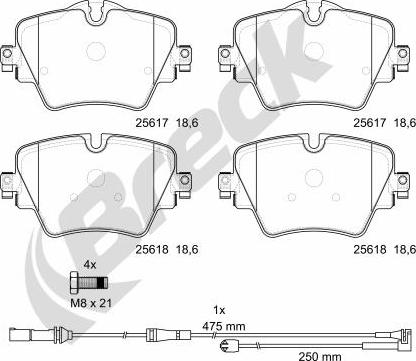 Breck 25617 00 701 00 - Тормозные колодки, дисковые, комплект parts5.com