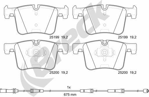 Breck 25199 00 551 00 - Тормозные колодки, дисковые, комплект parts5.com