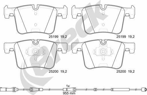 Breck 25199 00 551 10 - Тормозные колодки, дисковые, комплект parts5.com