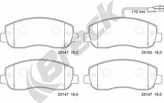 Breck 25147 00 703 10 - Тормозные колодки, дисковые, комплект parts5.com