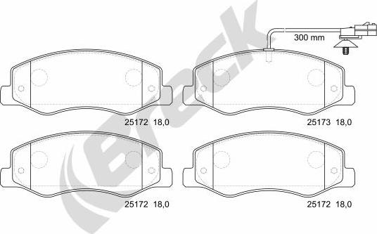 Breck 25172 00 703 10 - Тормозные колодки, дисковые, комплект parts5.com