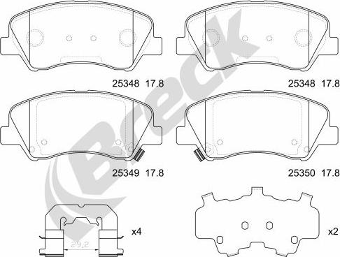 Breck 25348 00 701 00 - Тормозные колодки, дисковые, комплект parts5.com