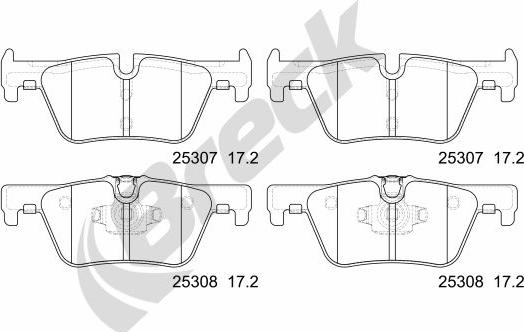 Breck 25307 00 704 00 - Тормозные колодки, дисковые, комплект parts5.com