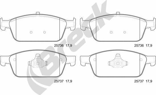 Breck 25736 00 701 00 - Тормозные колодки, дисковые, комплект parts5.com