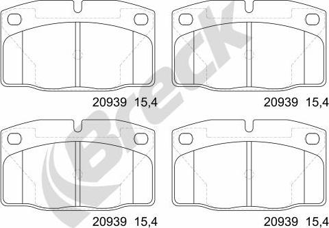 Breck 20939 00 702 00 - Тормозные колодки, дисковые, комплект parts5.com