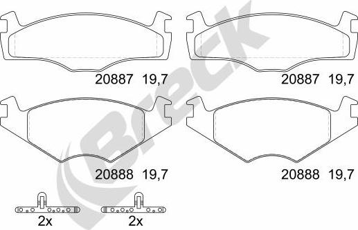 Breck 20887 20 702 00 - Тормозные колодки, дисковые, комплект parts5.com