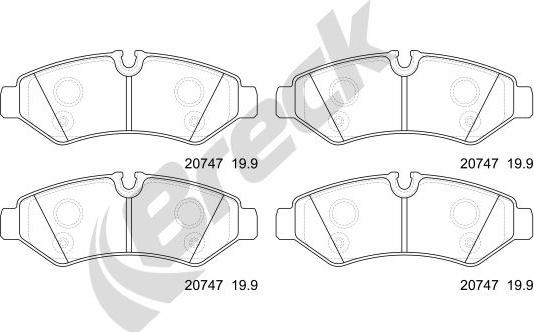 Breck 20747 00 703 00 - Тормозные колодки, дисковые, комплект parts5.com