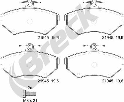 Breck 21945 10 701 00 - Тормозные колодки, дисковые, комплект parts5.com