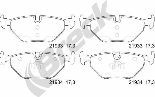 Breck 21934 00 704 00 - Тормозные колодки, дисковые, комплект parts5.com