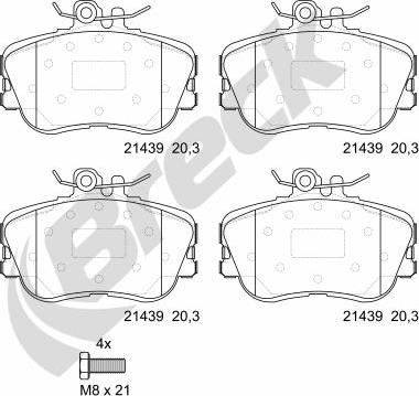 Breck 21439 00 701 10 - Тормозные колодки, дисковые, комплект parts5.com