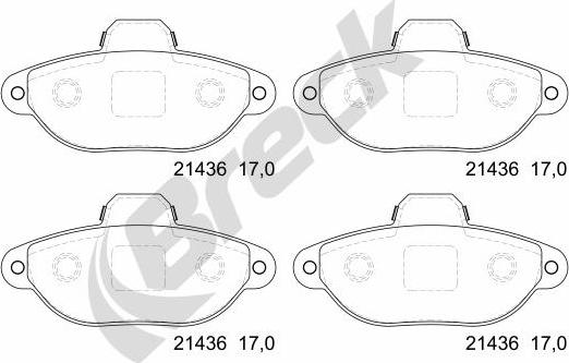 Breck 21436 00 702 00 - Тормозные колодки, дисковые, комплект parts5.com