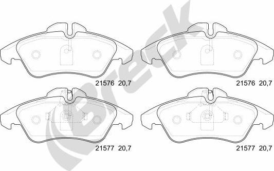 Breck 21576 00 703 10 - Тормозные колодки, дисковые, комплект parts5.com